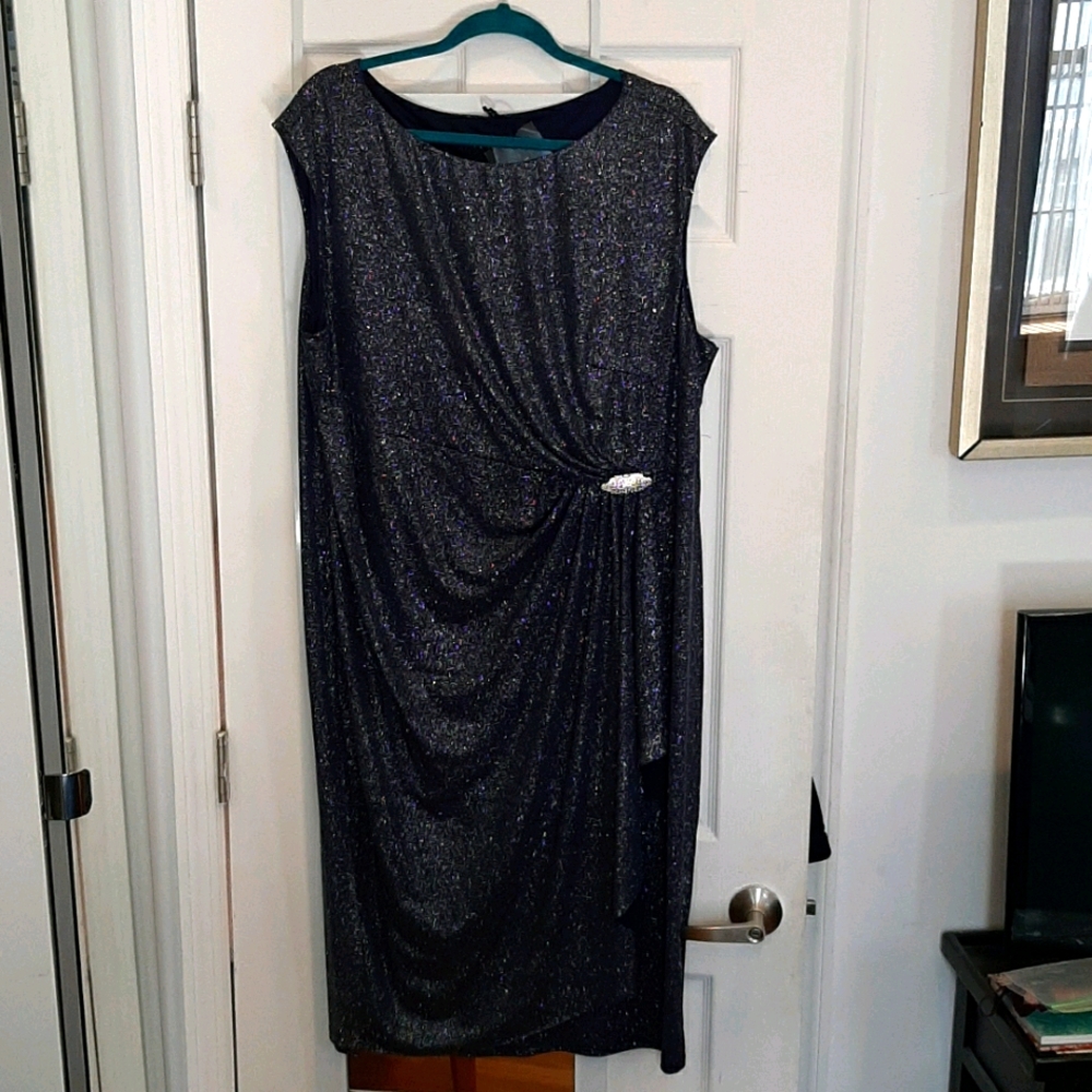 TIANA B. NAVY BLUE IRIDESCENCE DRESS